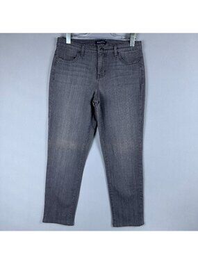 Bandolino Karyn Boyfriend Jeans Mid-Rise Stretch Women Size 4 Gray Light Wash